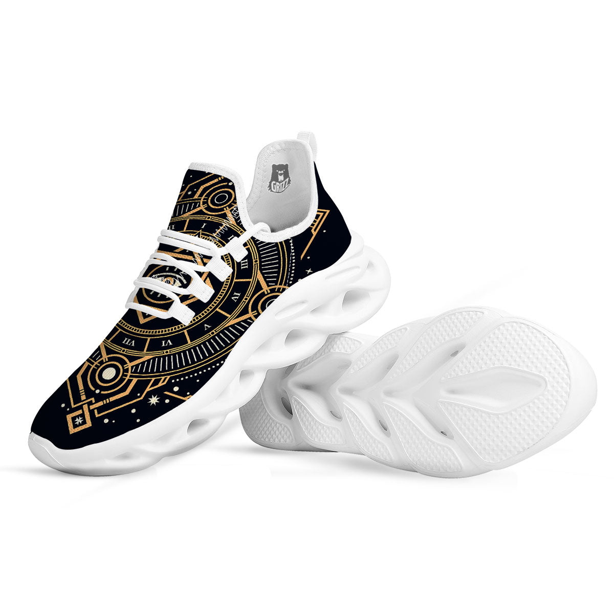 Freemasonry Masonic Eye Print White Running Shoes-grizzshop