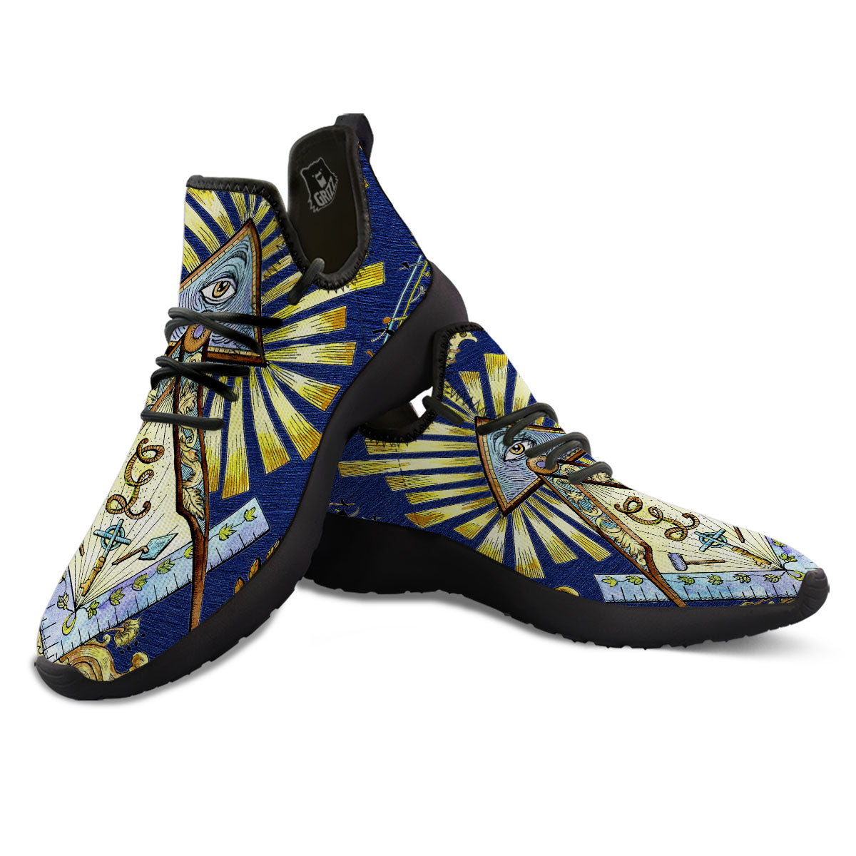 Freemasonry Masonic Vintage Print Black Athletic Shoes-grizzshop