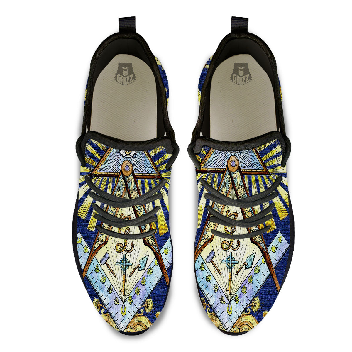 Freemasonry Masonic Vintage Print Black Athletic Shoes-grizzshop
