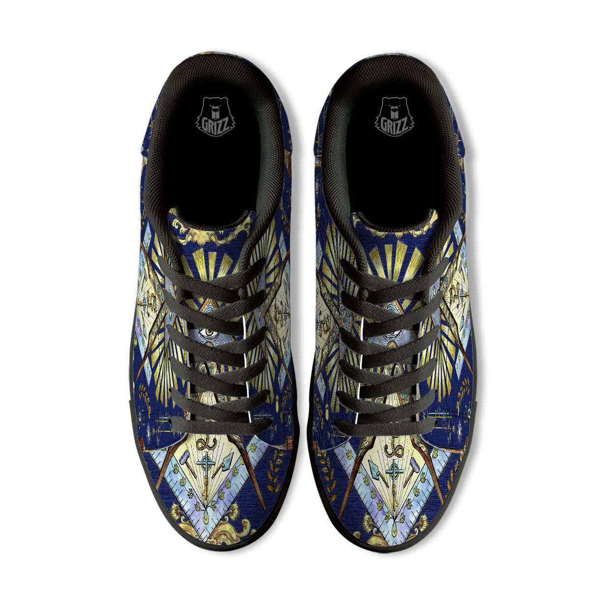 Freemasonry Masonic Vintage Print Black Low Top Sneakers-grizzshop