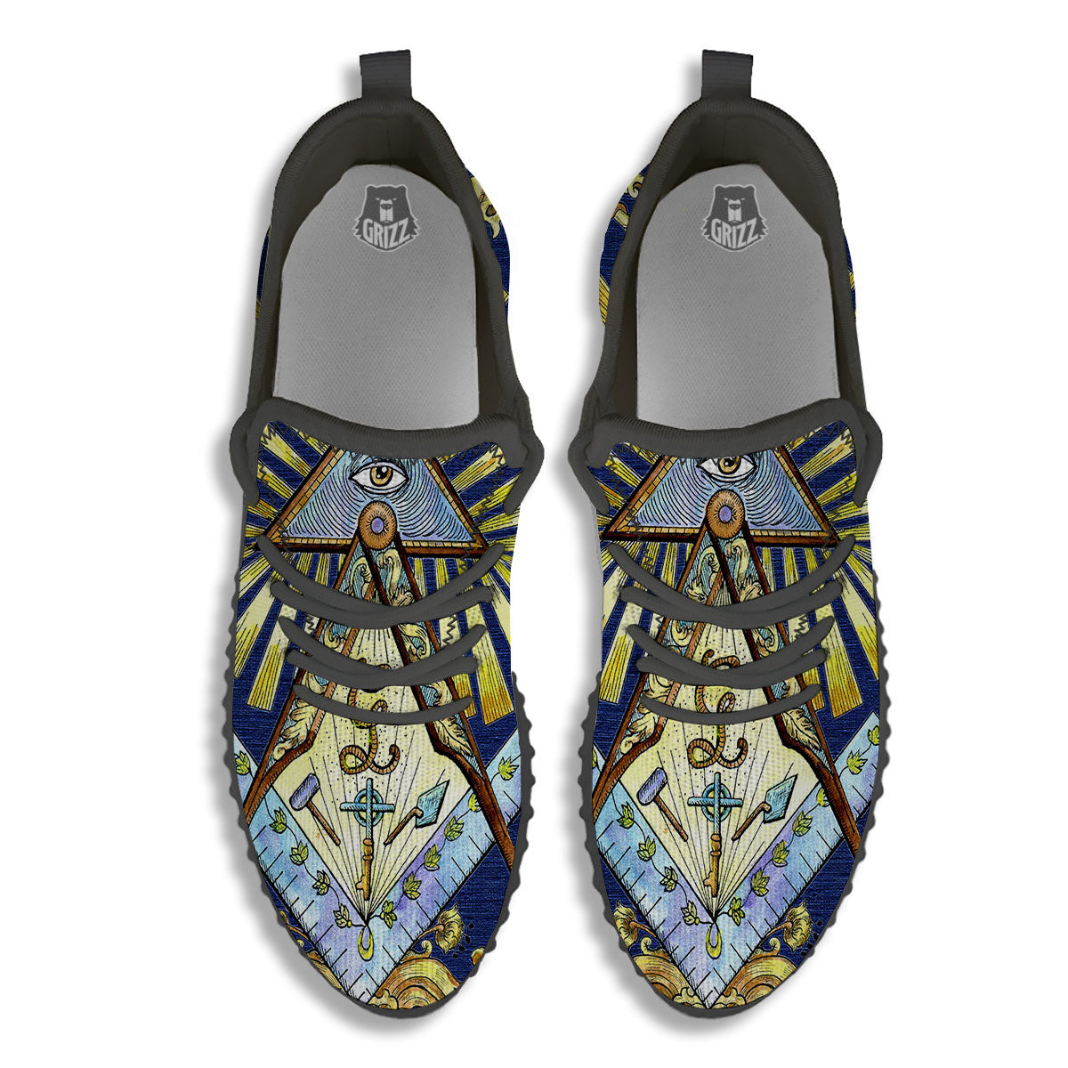 Freemasonry Masonic Vintage Print Black Walking Shoes-grizzshop