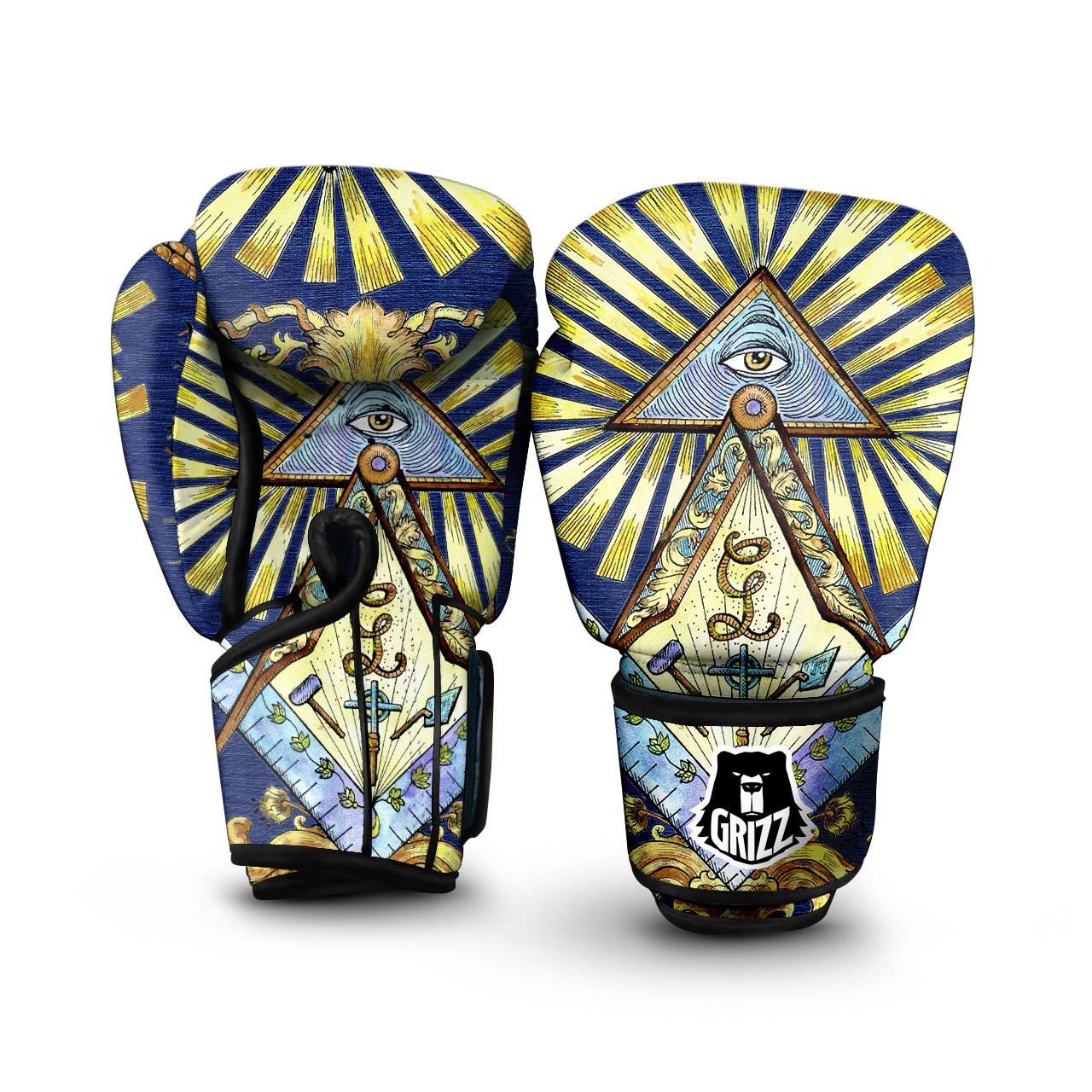 Freemasonry Masonic Vintage Print Boxing Gloves-grizzshop