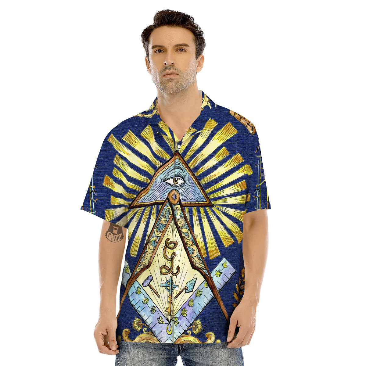 Freemasonry Masonic Vintage Print Men's Hawaiian Shirt-grizzshop