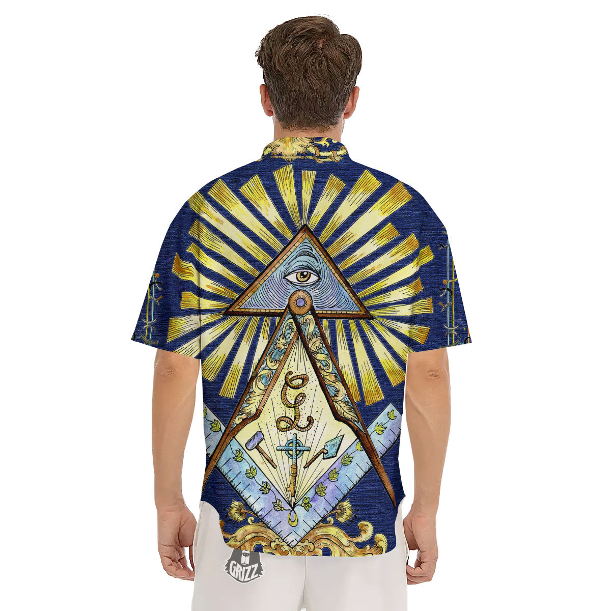 Freemasonry Masonic Vintage Print Men's Short Sleeve Shirts-grizzshop