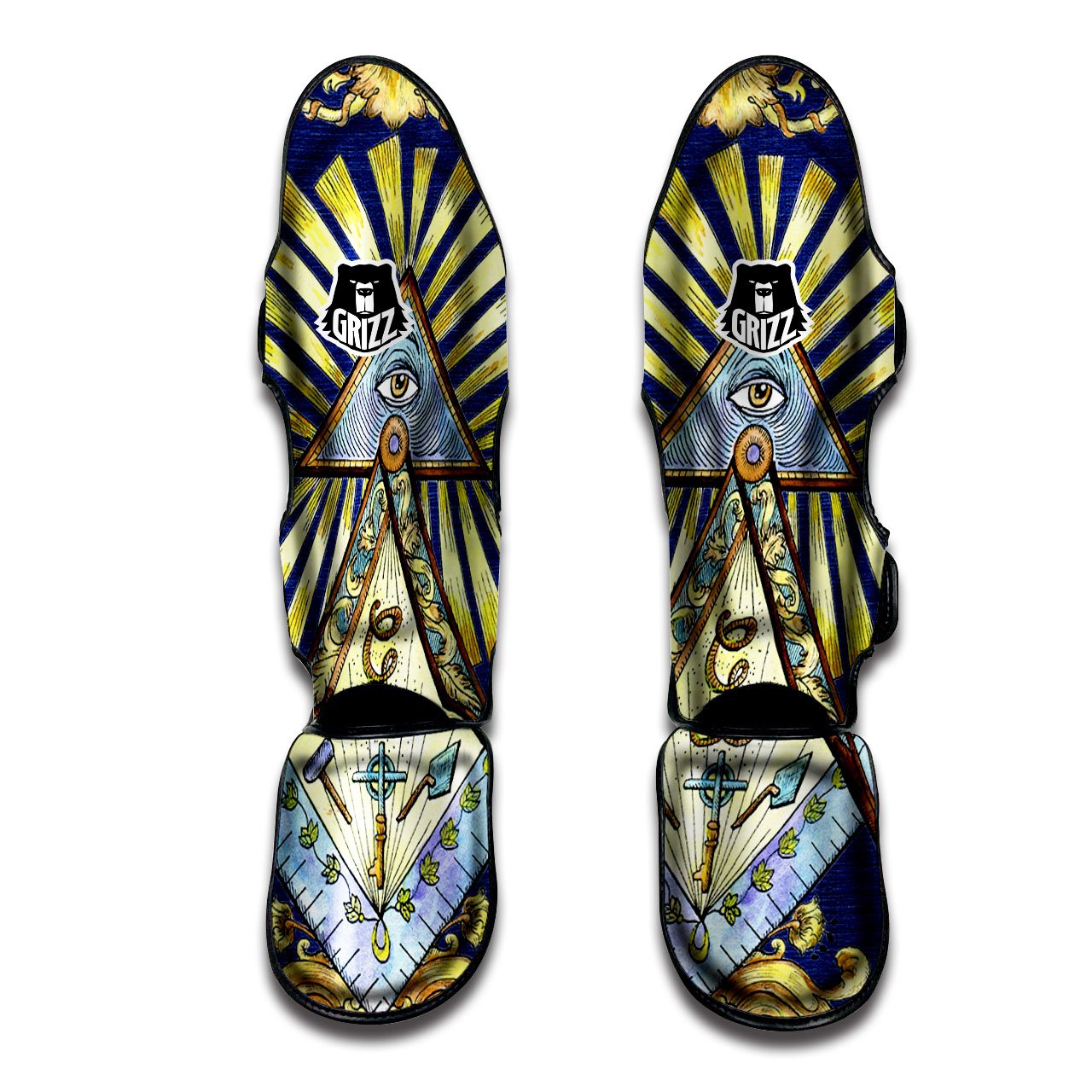 Freemasonry Masonic Vintage Print Muay Thai Shin Guards-grizzshop