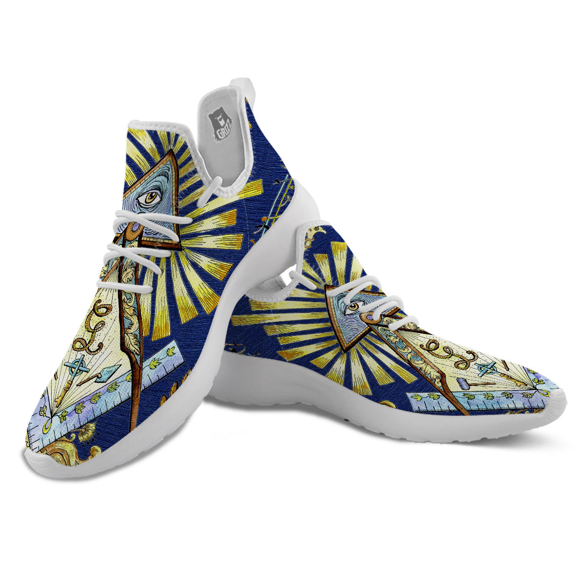 Freemasonry Masonic Vintage Print White Athletic Shoes-grizzshop