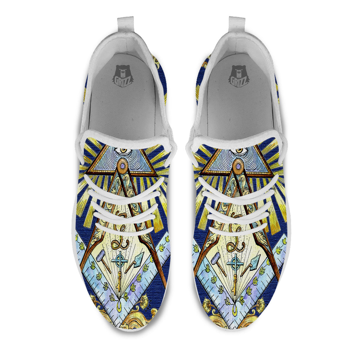 Freemasonry Masonic Vintage Print White Athletic Shoes-grizzshop