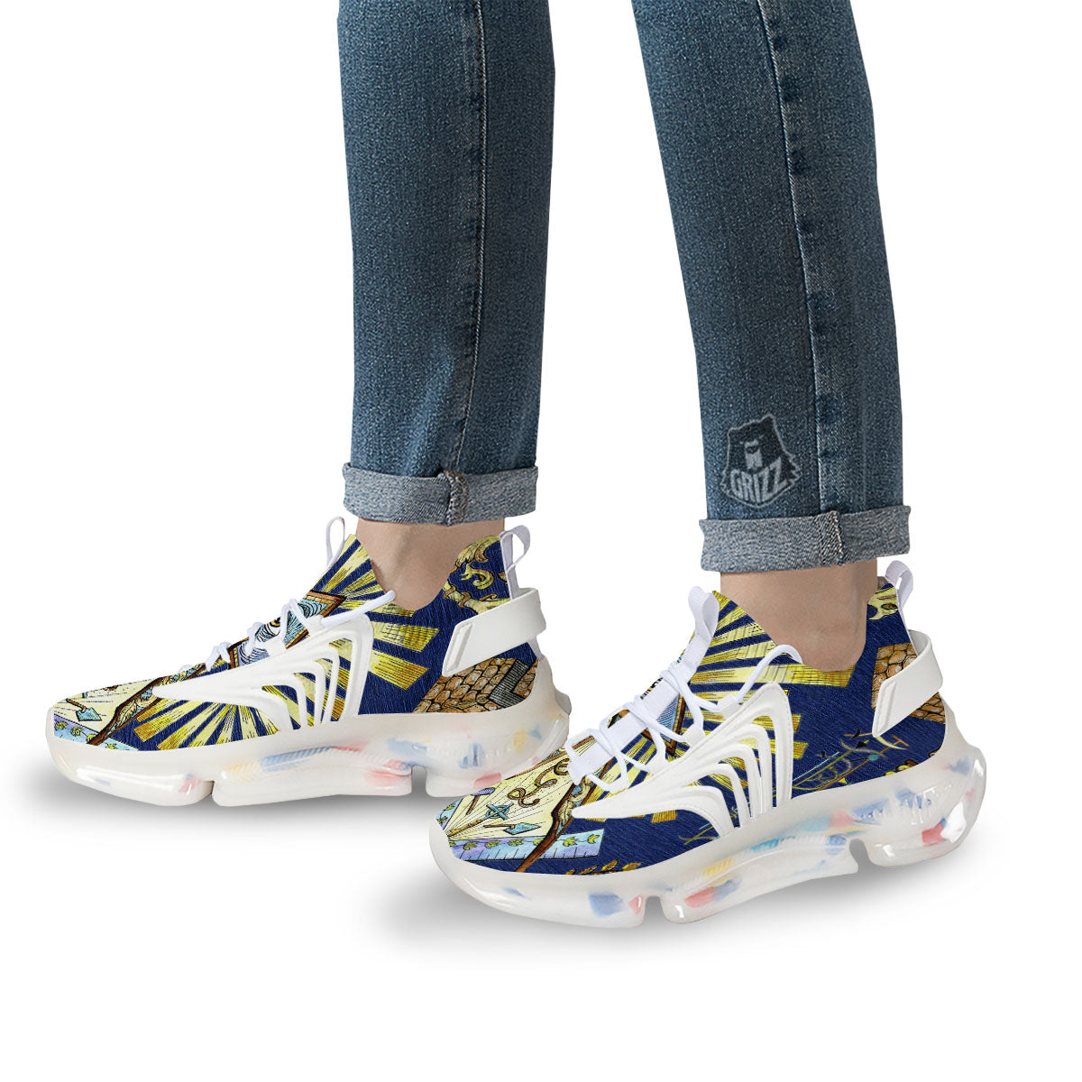 Freemasonry Masonic Vintage Print White Gym Shoes-grizzshop
