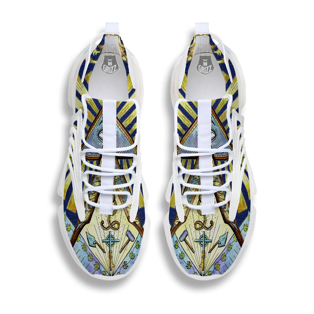 Freemasonry Masonic Vintage Print White Gym Shoes-grizzshop