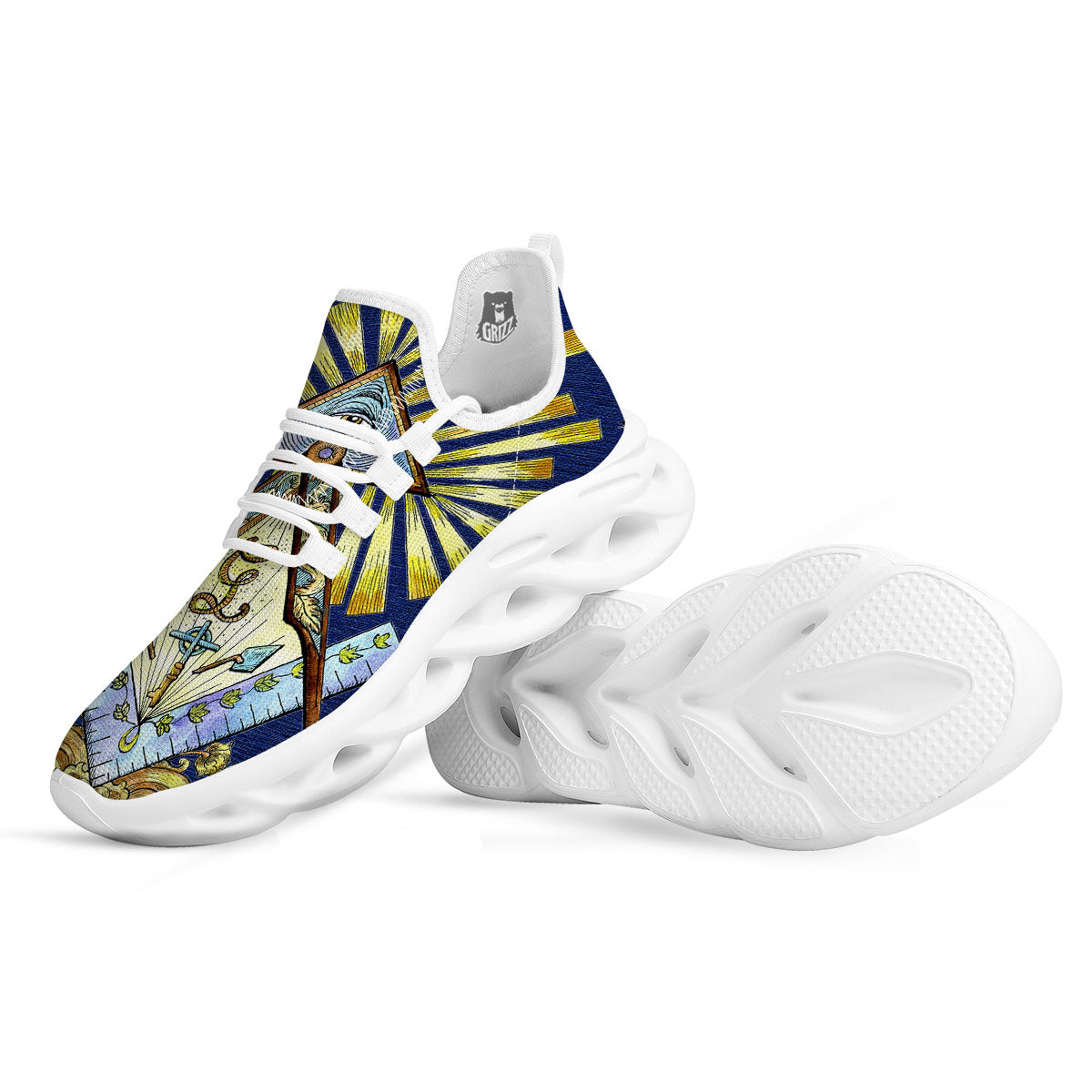 Freemasonry Masonic Vintage Print White Running Shoes-grizzshop