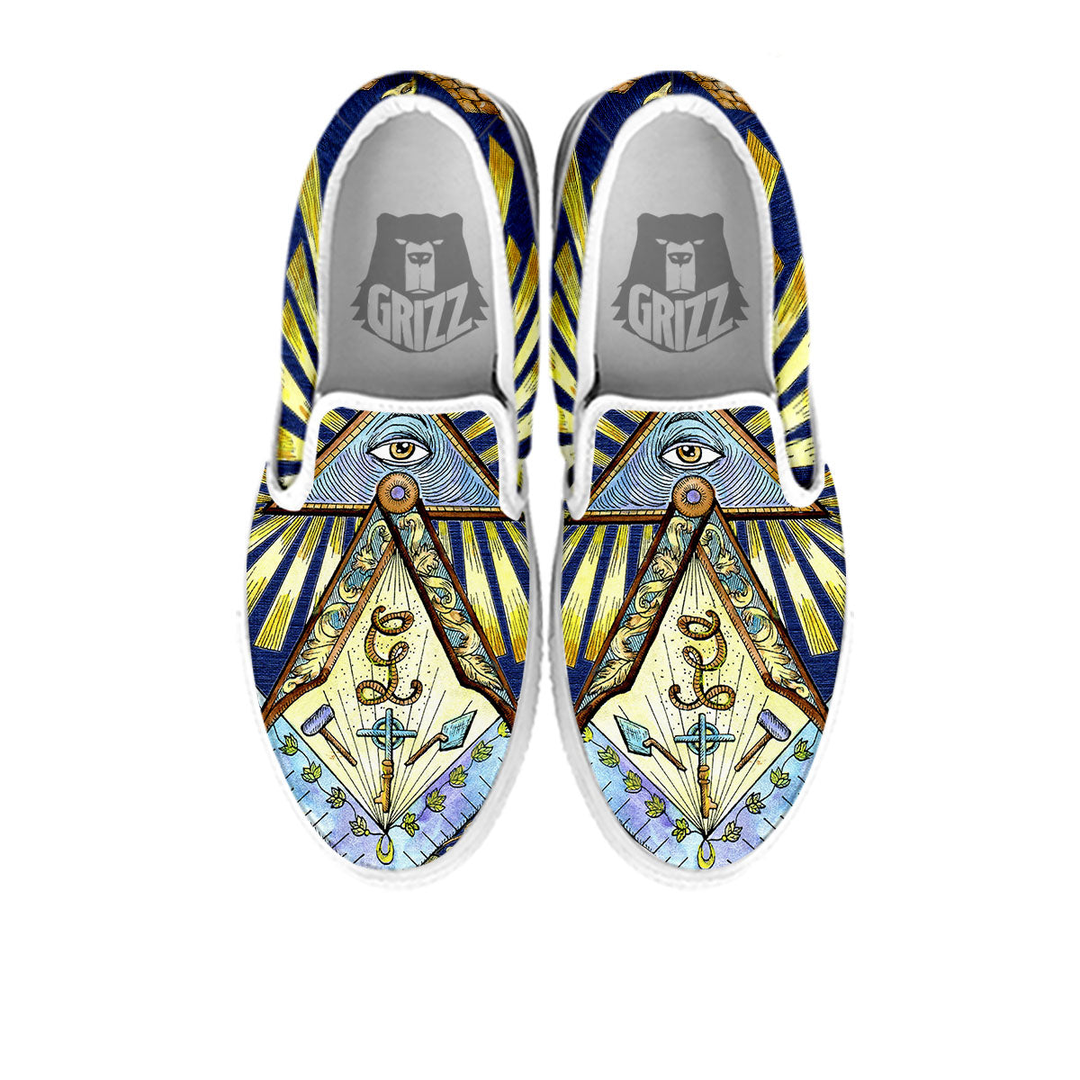Freemasonry Masonic Vintage Print White Slip On Shoes-grizzshop