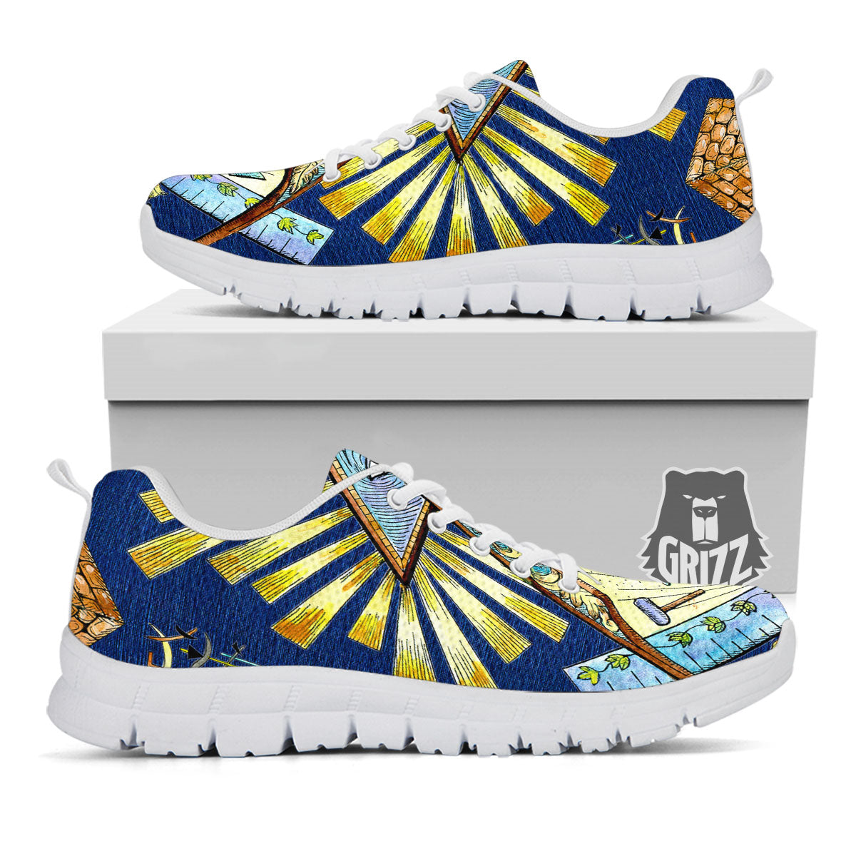 Freemasonry Masonic Vintage Print White Sneaker-grizzshop