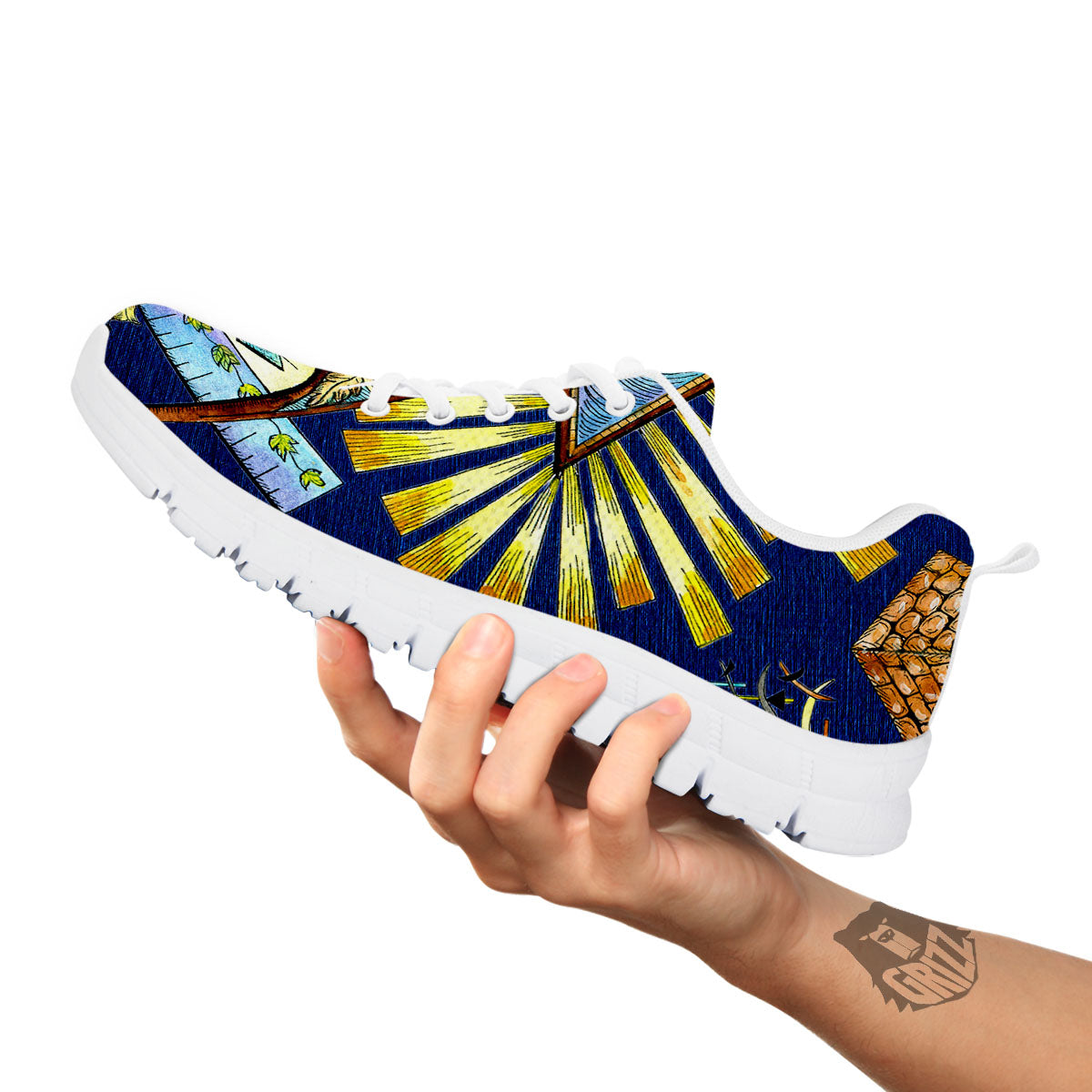 Freemasonry Masonic Vintage Print White Sneaker-grizzshop