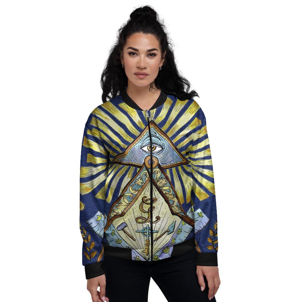 Freemasonry Masonic Vintage Print Women's Bomber Jacket-grizzshop