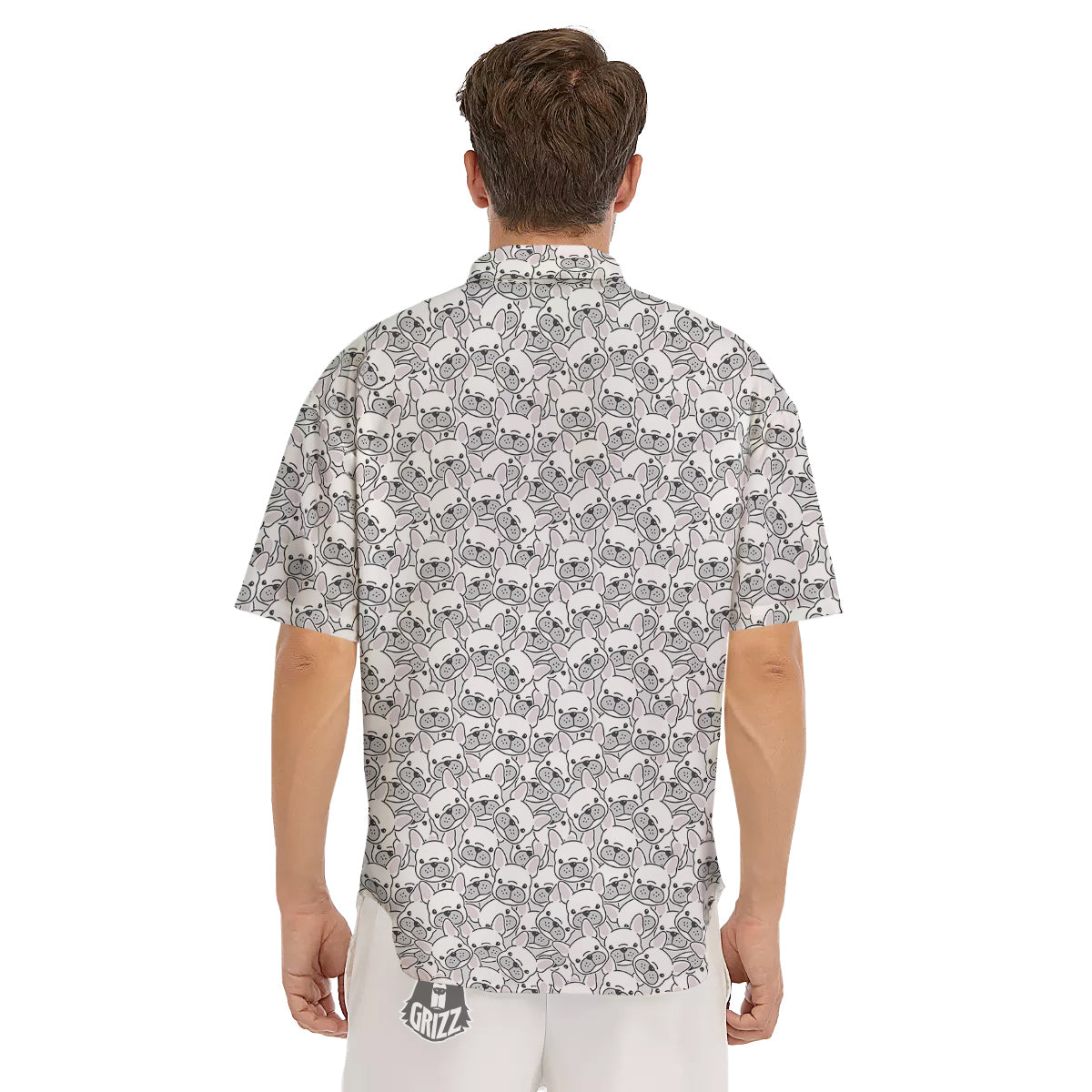 French Bulldog Cartoon Print Pattern Men's Short Sleeve Shirts-grizzshop