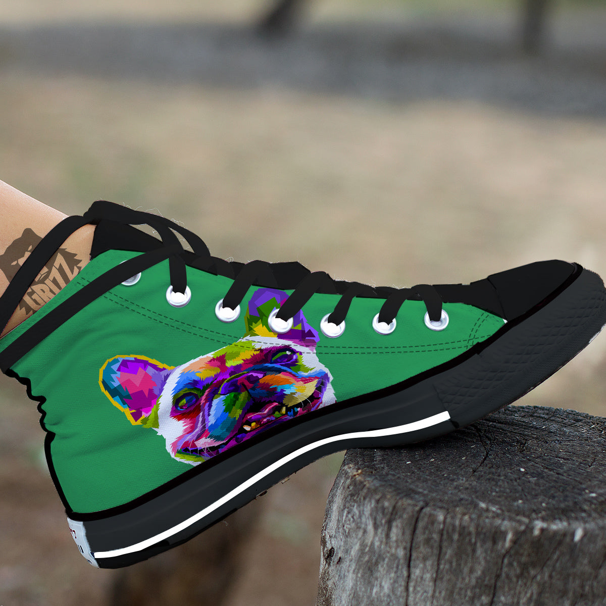 French Bulldog Coloful Print Black High Top Shoes-grizzshop