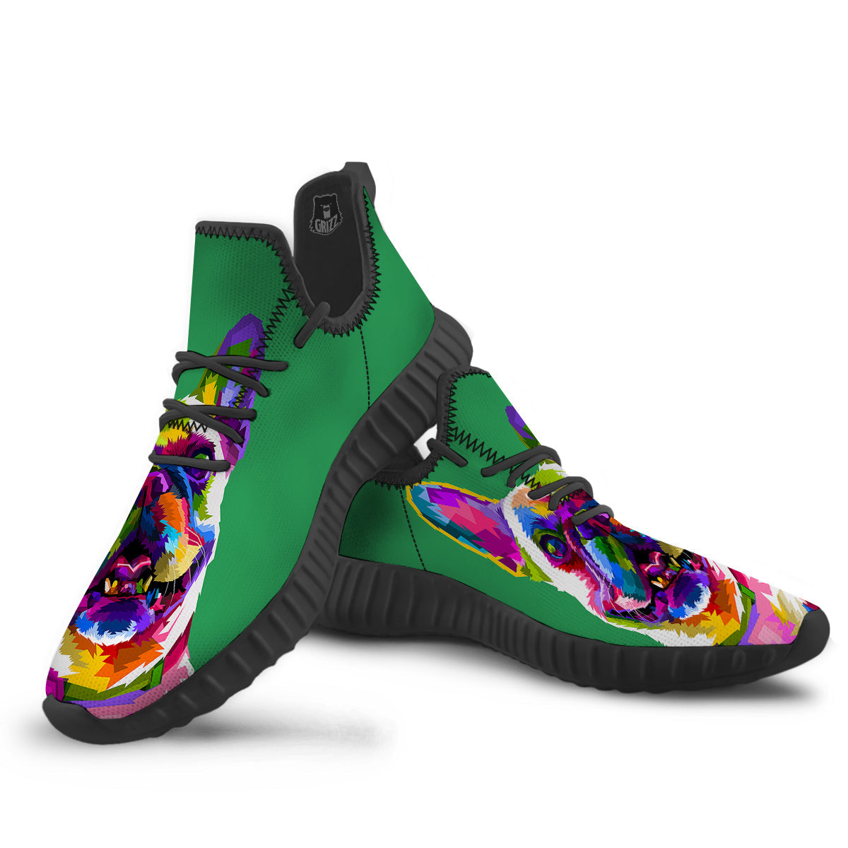 French Bulldog Coloful Print Black Walking Shoes-grizzshop