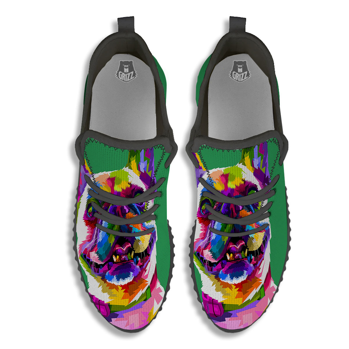 French Bulldog Coloful Print Black Walking Shoes-grizzshop