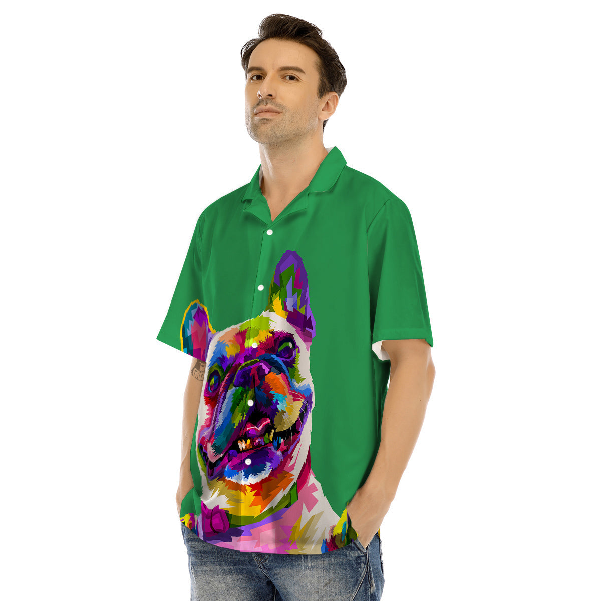 French Bulldog Coloful Print Men's Hawaiian Shirt-grizzshop