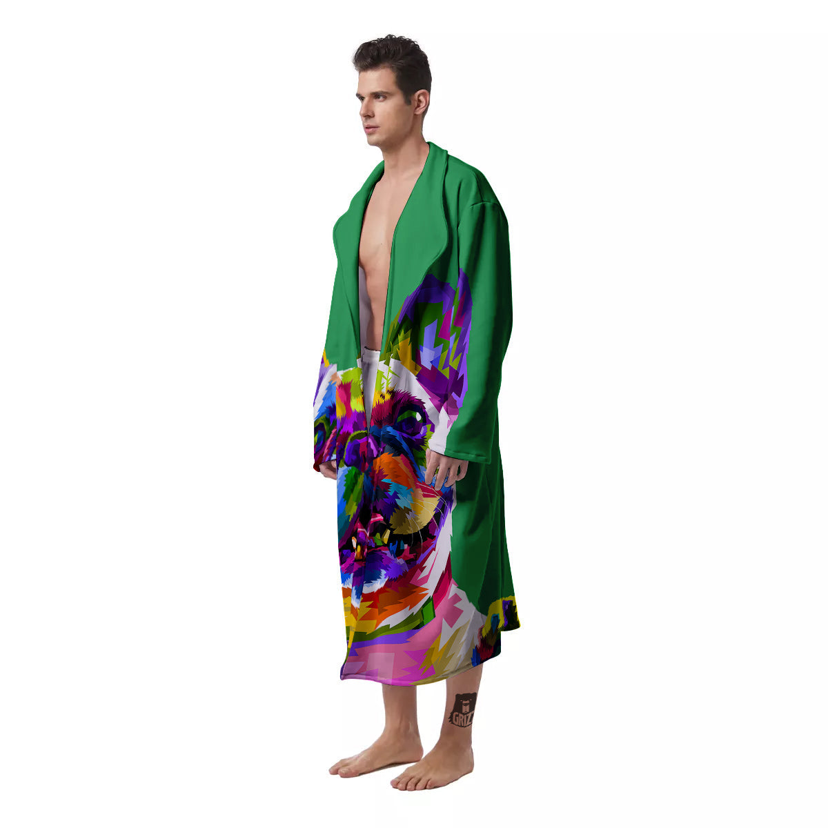 French Bulldog Coloful Print Men's Robe-grizzshop