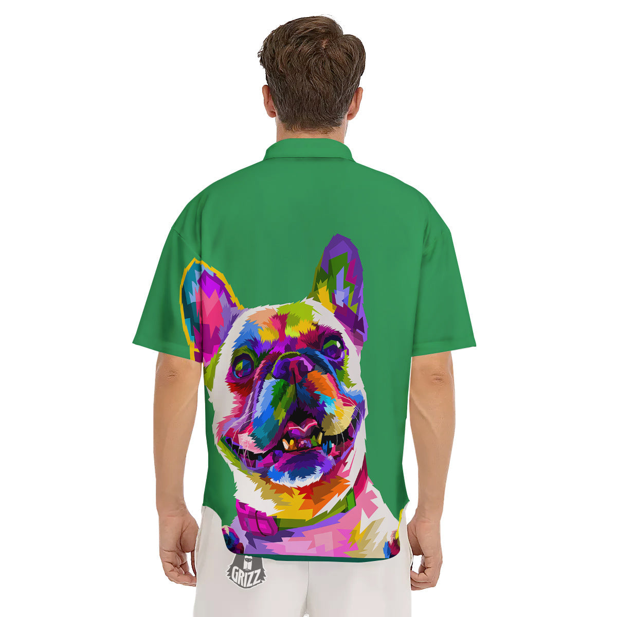 French Bulldog Coloful Print Men's Short Sleeve Shirts-grizzshop