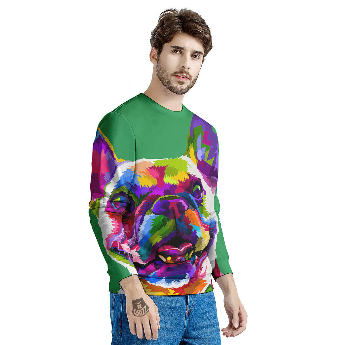 French Bulldog Coloful Print Men's Sweatshirt-grizzshop