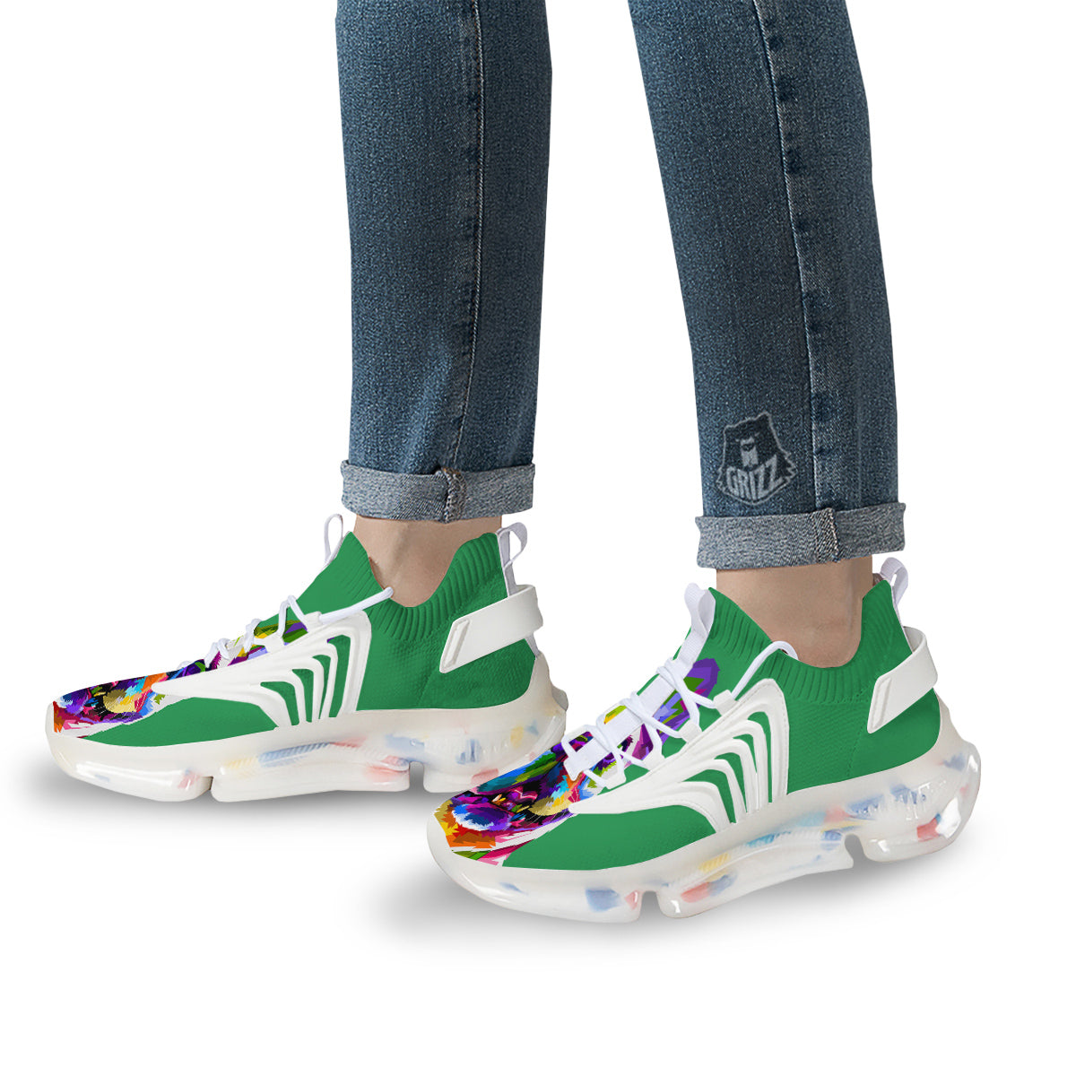 French Bulldog Coloful Print White Gym Shoes-grizzshop