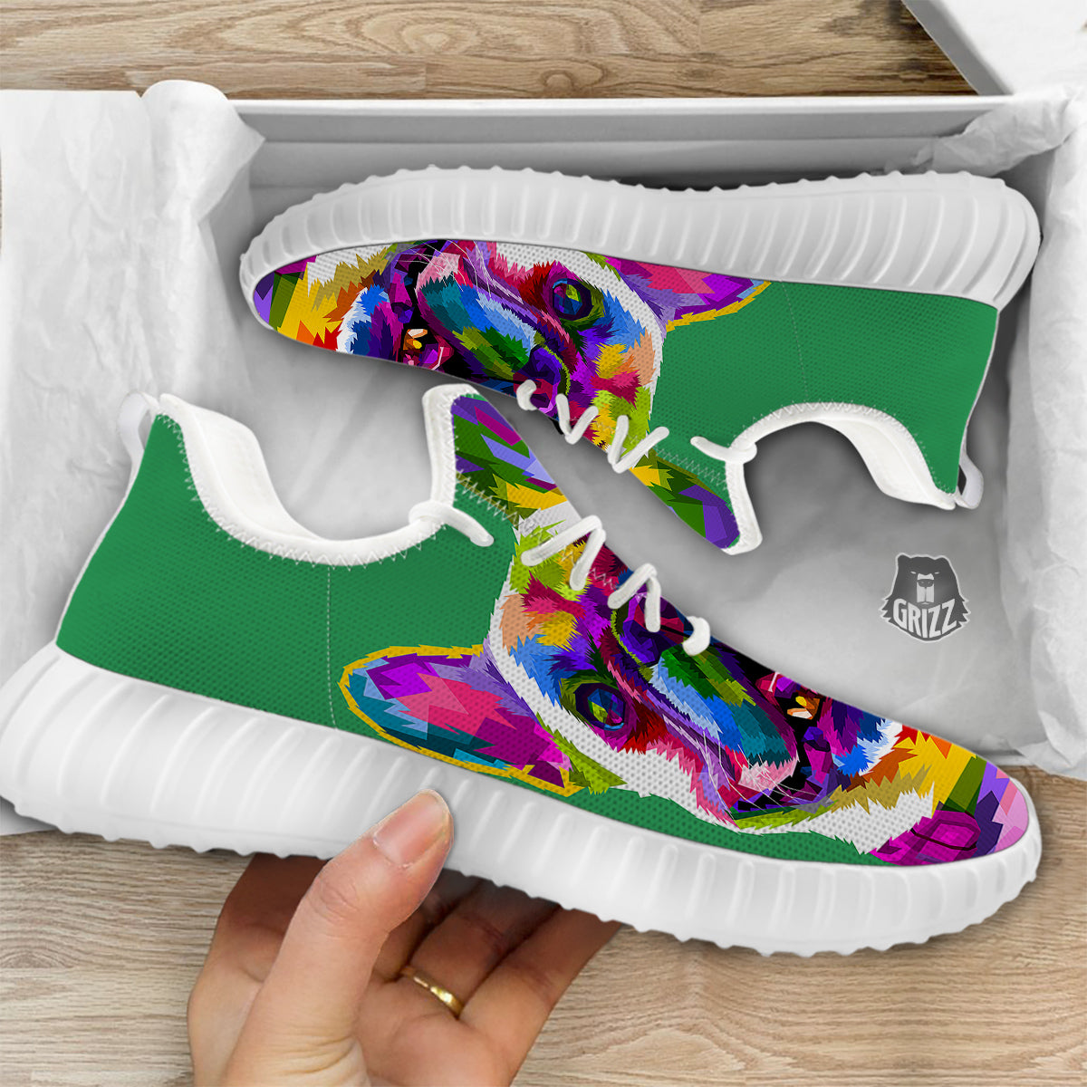 French Bulldog Coloful Print White Walking Shoes-grizzshop