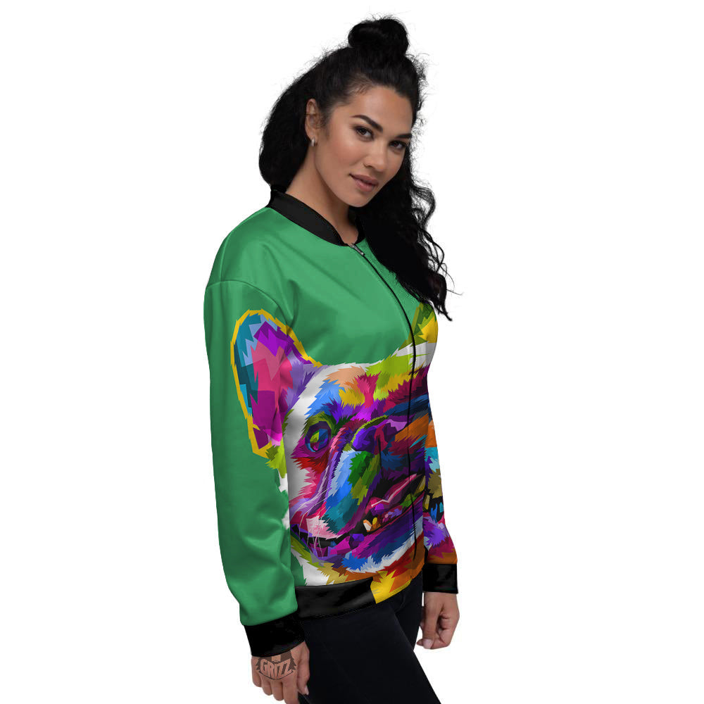 French Bulldog Coloful Print Women's Bomber Jacket-grizzshop