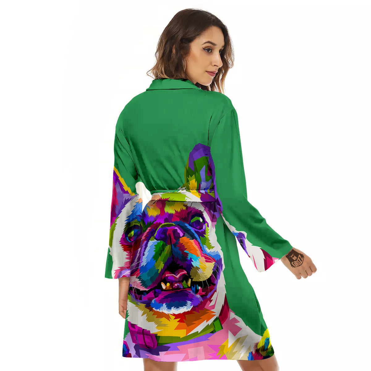 French Bulldog Coloful Print Women's Robe-grizzshop