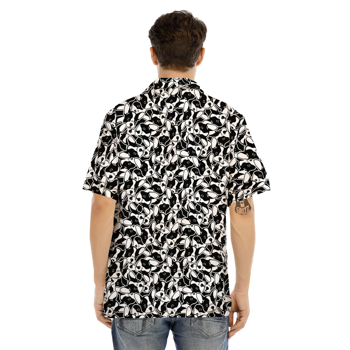 French Bulldog Faces Print Pattern Men's Hawaiian Shirt-grizzshop