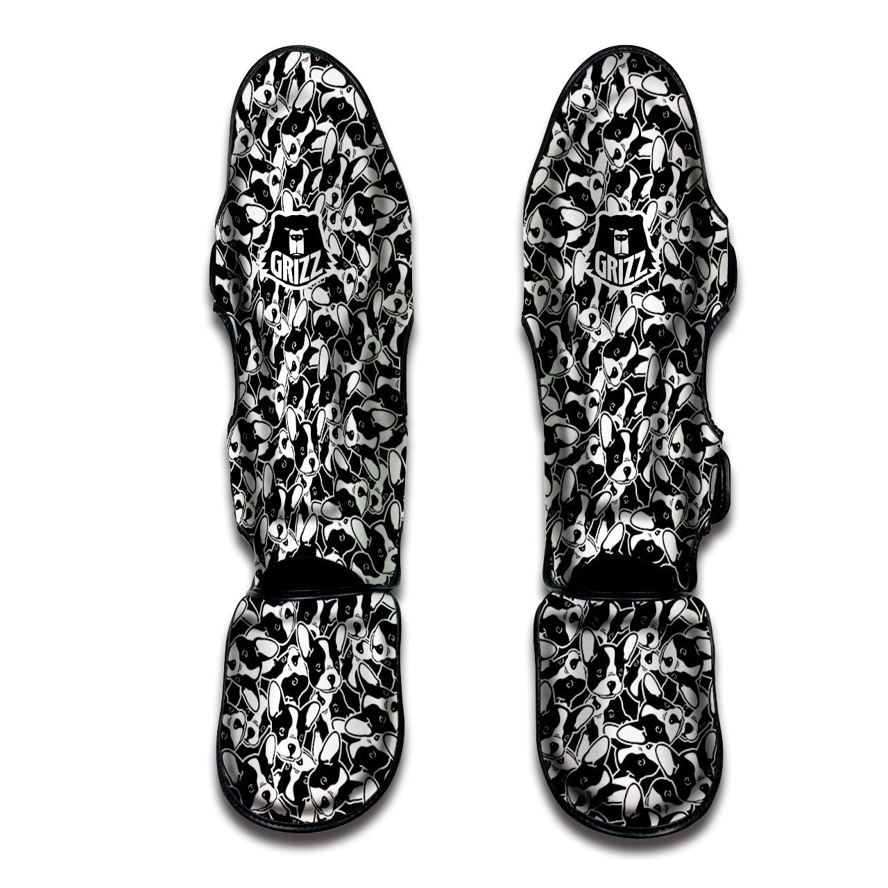 French Bulldog Faces Print Pattern Muay Thai Shin Guards-grizzshop