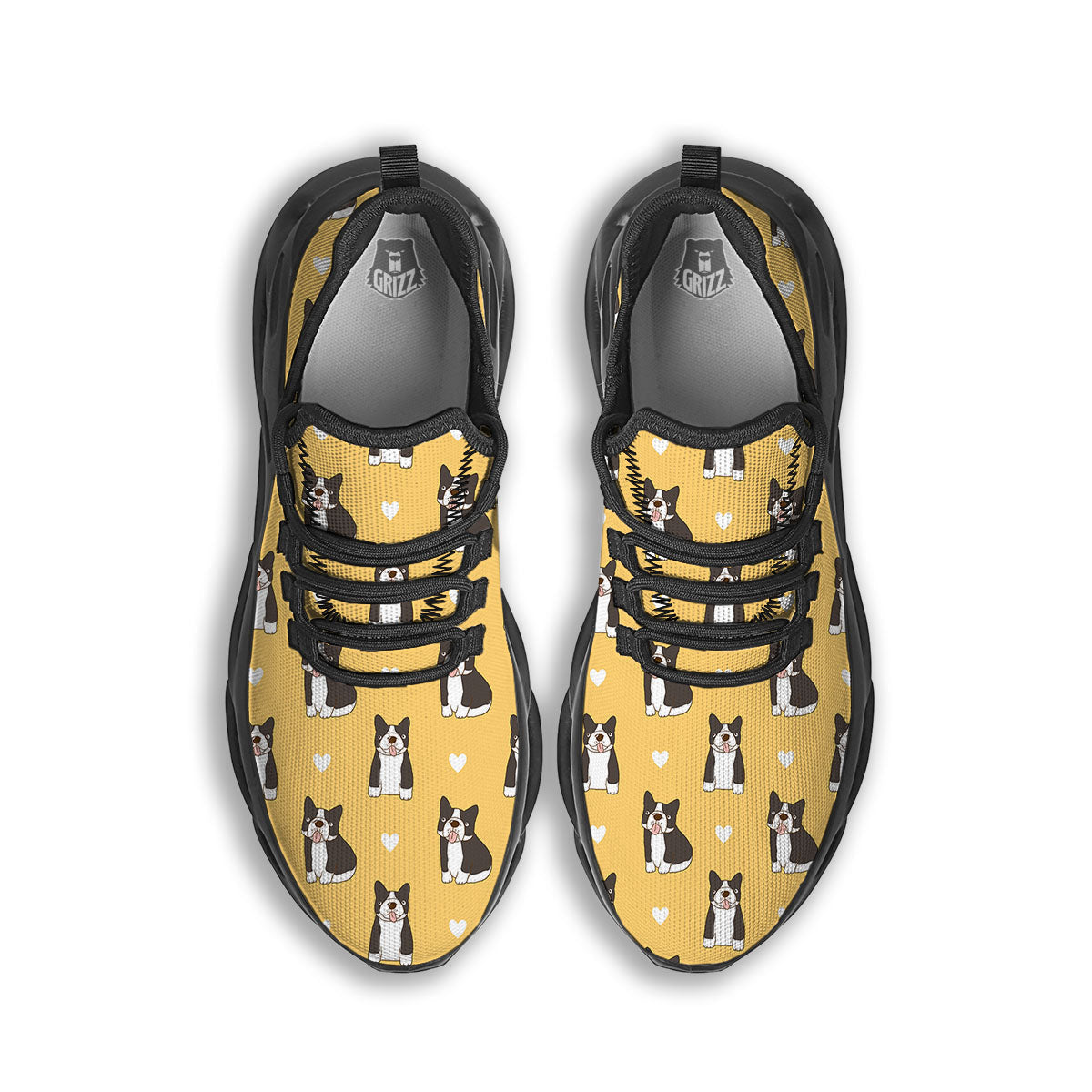 French Bulldog Lovely Print Pattern Black Running Shoes-grizzshop