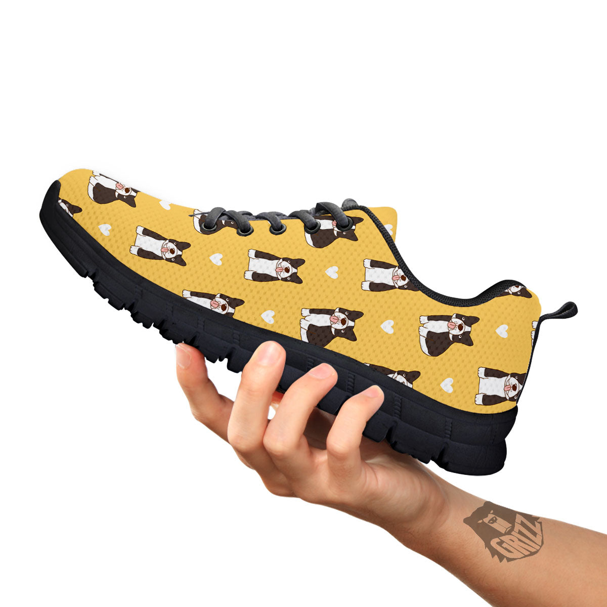 French Bulldog Lovely Print Pattern Black Sneaker-grizzshop