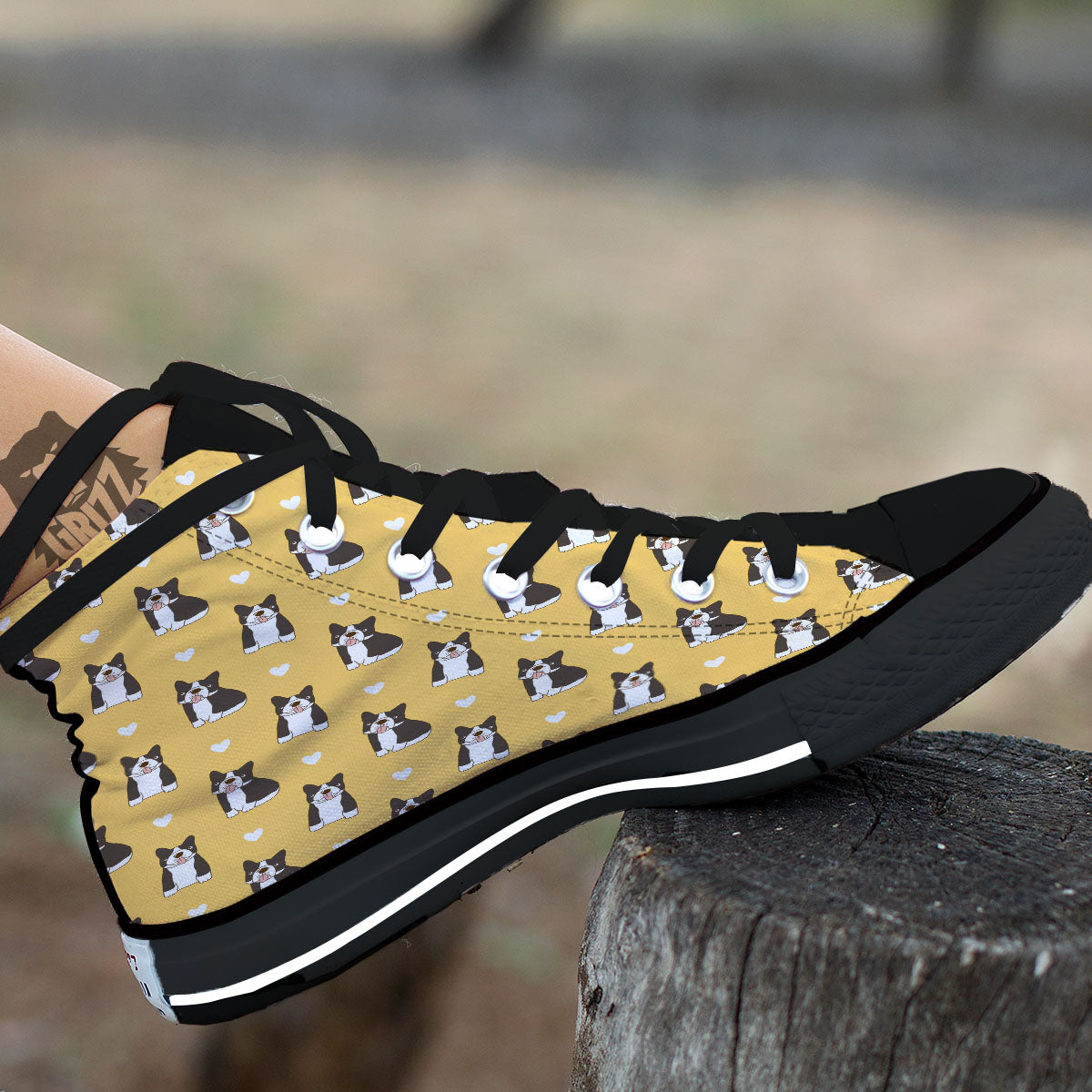 French Bulldog Lovely Print Pattern High Top Shoes-grizzshop