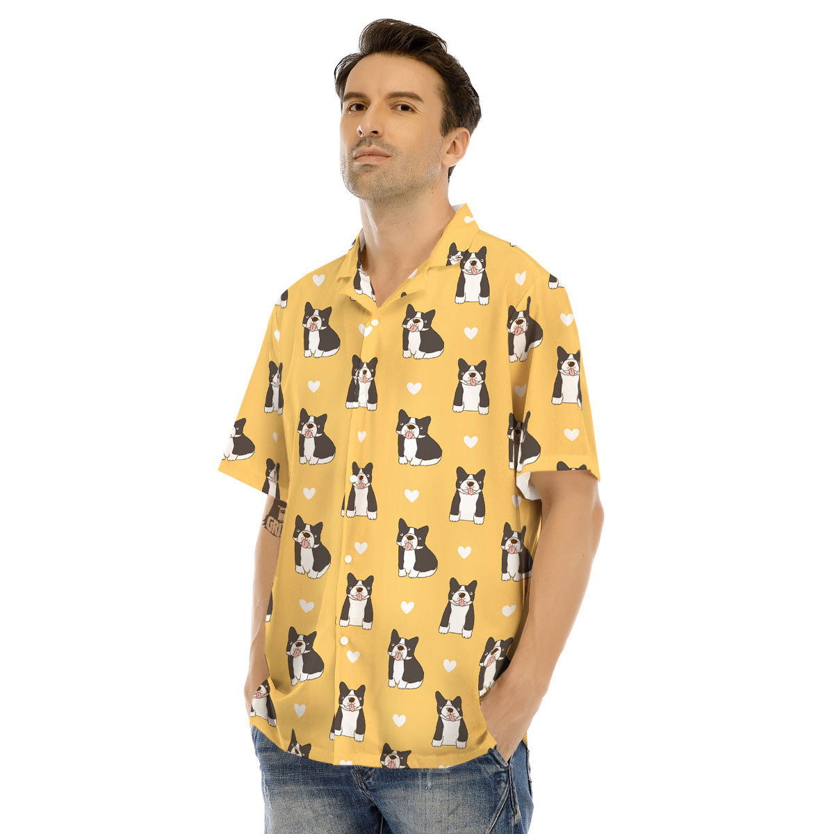 French Bulldog Lovely Print Pattern Men's Hawaiian Shirt-grizzshop