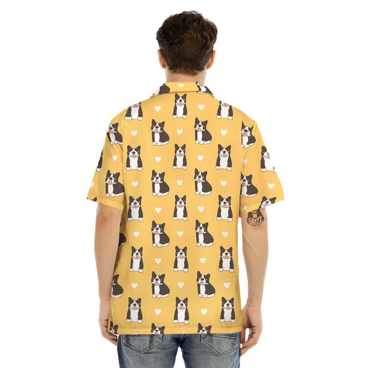 French Bulldog Lovely Print Pattern Men's Hawaiian Shirt-grizzshop