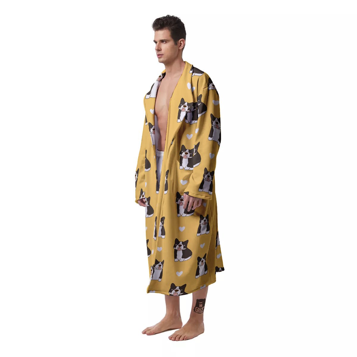 French Bulldog Lovely Print Pattern Men's Robe-grizzshop