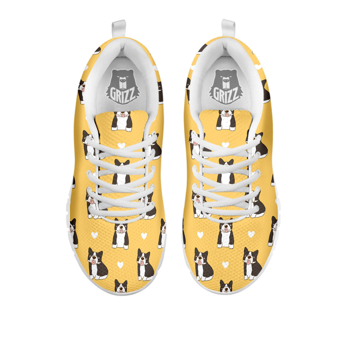 French Bulldog Lovely Print Pattern White Sneaker-grizzshop