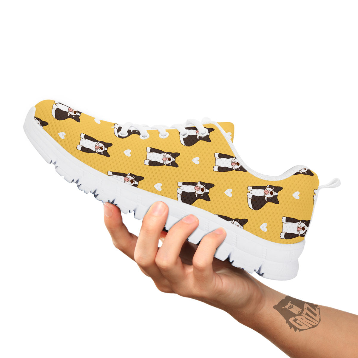 French Bulldog Lovely Print Pattern White Sneaker-grizzshop