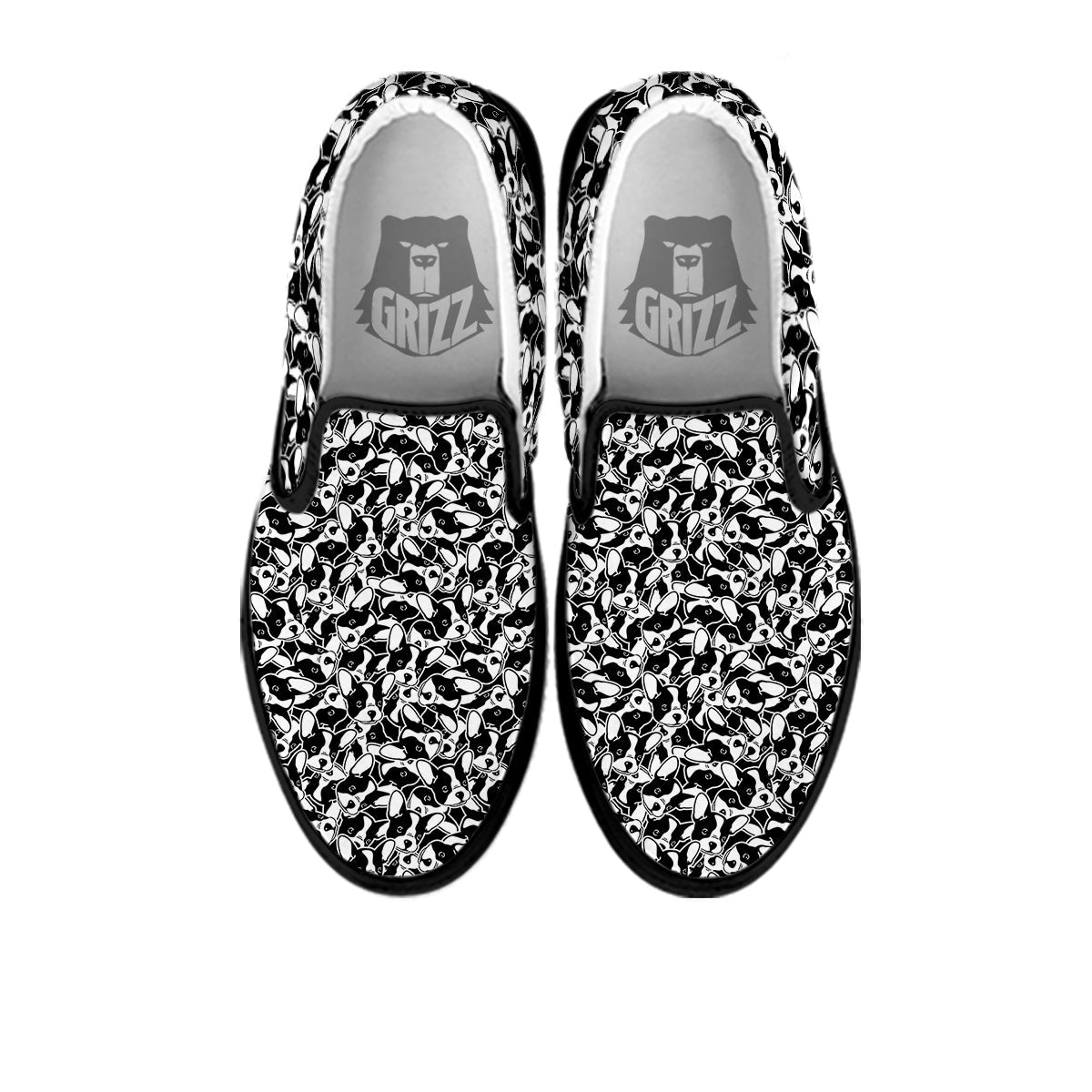 French Bulldog Puppy Cute Print Pattern Black Slip On Shoes-grizzshop