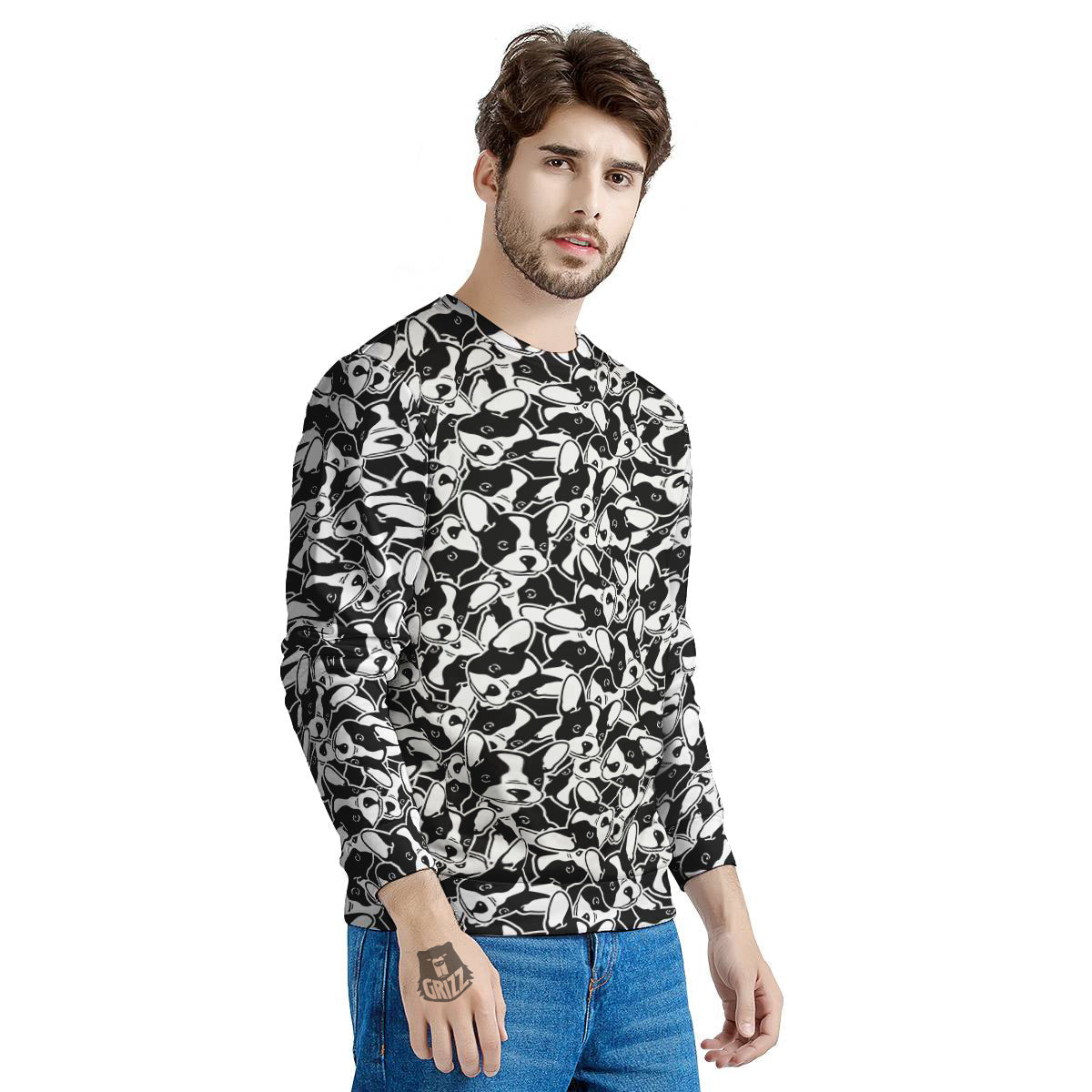 French Bulldog Puppy Cute Print Pattern Men's Sweatshirt-grizzshop