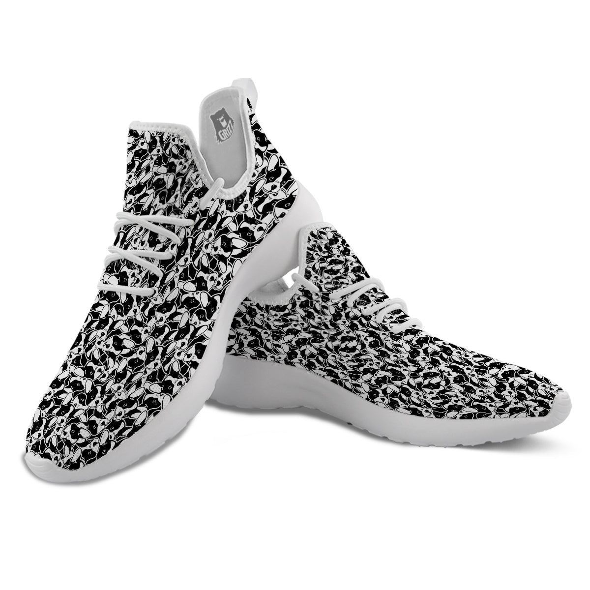 French Bulldog Puppy Cute Print Pattern White Athletic Shoes-grizzshop