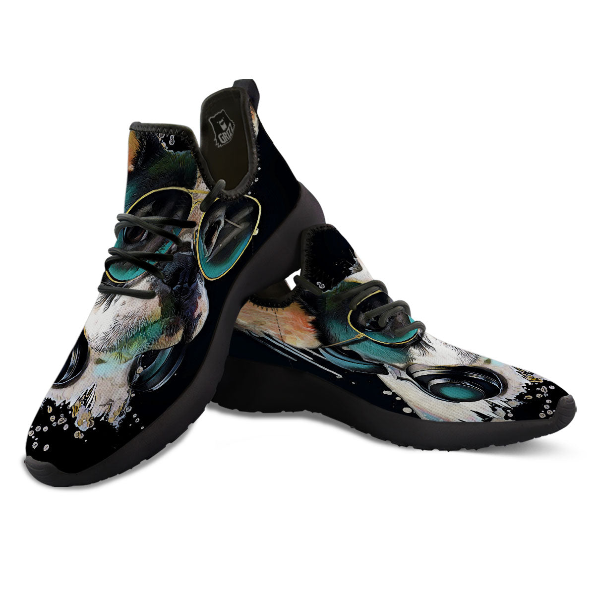 French Bulldog Puppy Watercolor Print Black Athletic Shoes-grizzshop