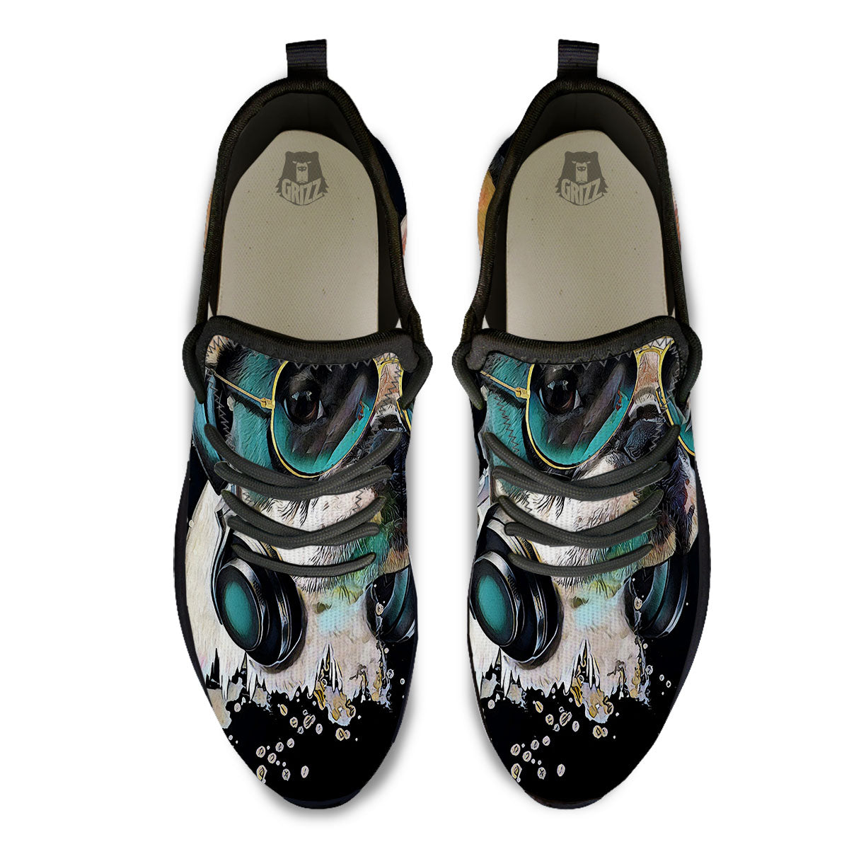 French Bulldog Puppy Watercolor Print Black Athletic Shoes-grizzshop