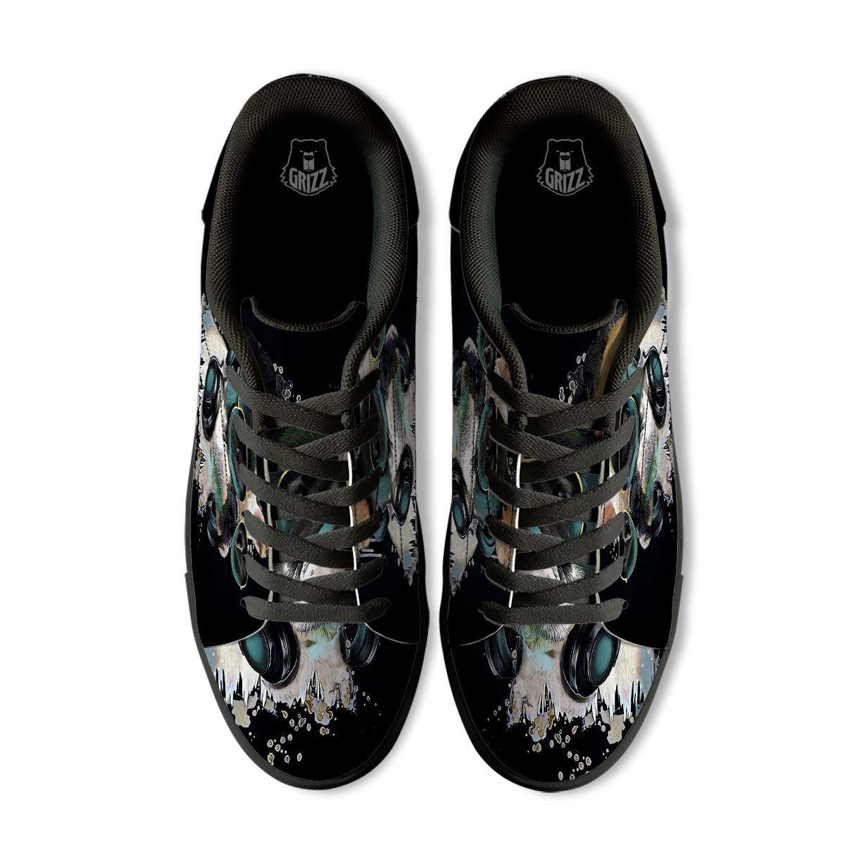 French Bulldog Puppy Watercolor Print Black Low Top Sneakers-grizzshop
