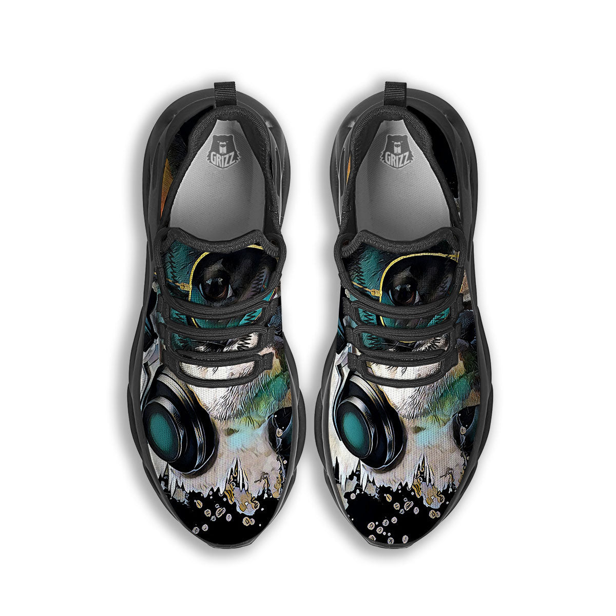 French Bulldog Puppy Watercolor Print Black Running Shoes-grizzshop