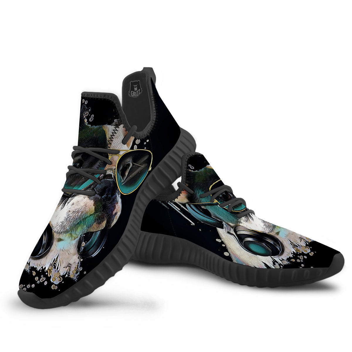 French Bulldog Puppy Watercolor Print Black Walking Shoes-grizzshop
