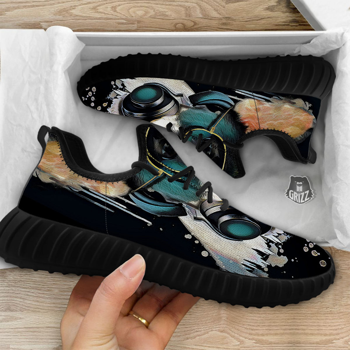 French Bulldog Puppy Watercolor Print Black Walking Shoes-grizzshop