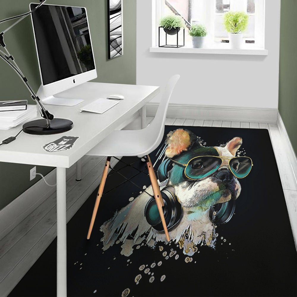 French Bulldog Puppy Watercolor Print Floor Mat-grizzshop
